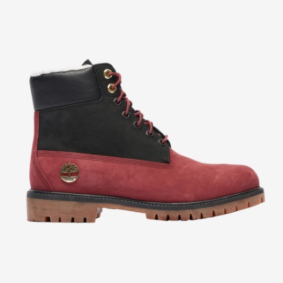 Timberland Premium 6 inch Shearling Boot ask Red Nubuck WBLK